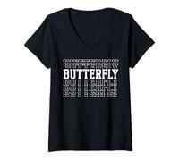 Womens Butterfly Layered Text Costume Animal Lover V-Neck T-Shirt
