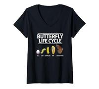Womens Butterfly Life Cycle Caterpillar Science Biology V-Neck T-Shirt