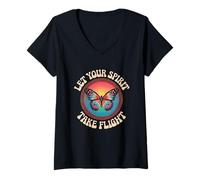 Womens Butterfly Nice Quote V-Neck T-Shirt