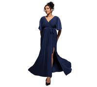 Women's Butterfly Sleeve Wrap Dress Goddiva Maxi Bleu 50