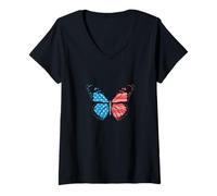Women's Butterfly USA Flag V-Neck T-Shirt