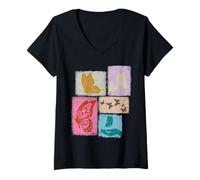 Women's Butterfly Vintage Collage Gardener V-Neck T-Shirt