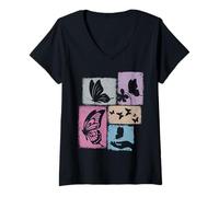 Women's Butterfly Vintage Collage Gardener V-Neck T-Shirt