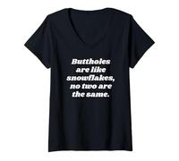 Women's Buttholes are Like Snowflakes, no Two are the Same V-Neck T-Shirt