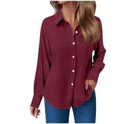 Womens Button Down Shirts Casual Button Up Shirts for Women Long Sleeve Summer Shirt Loose Collared Office Work Blouse Tops Lightweight Dressy Elegant Tunic Blouses with Pocket