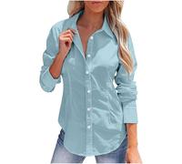 Women's Button Down Shirts Long Sleeve Dress Shirts Wrinkle Free Collared Work Office Solid Blouses Fall Tops Dressy Loose Tunic Blouse Shirt Trendy T Shirts