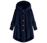 Womens Button Down Teddy Coats Fuzzy Jacket Fleece Hoodies Fluffy Winter Jumper Plus Size Coat Women Warm Casual Sherpa Jacket Oversized Soft Fleece Tops for Ladies Autumn Cozy Irregular Coats