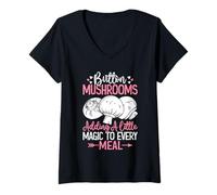 Women's Button Mushrooms Adding A Little Magic to Every Meal V-Neck T-Shirt