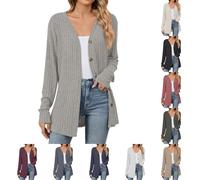 Womens Button Up Cardigans Womens Coats Jacket. Cardigans Chunky Knit Long Sleeve Sweater V Neck Sweater Coat With Buttons Ladies Loose Knitwear Cozy Oversized Jumpers For Autumn And Winter