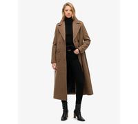 Women's buttoned wool blend coat Superdry Marron S