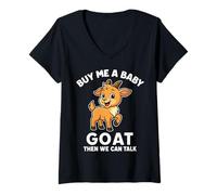 Womens Buy Me a Baby Goat Then We Can Talk V-Neck T-Shirt