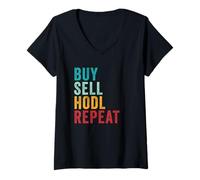 Womens Buy, Sell, HODL, Repeat - Crypto Investing Vintage V-Neck T-Shirt