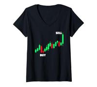 Women's Buy Sell Trader Stock Market Stock Exchange V-Neck T-Shirt