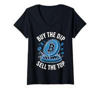Womens Buy The Dip Sell The Top Crypto Bitcoin V-Neck T-Shirt
