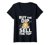 Womens Buy The Dip Sell The Top Crypto Bitcoin V-Neck T-Shirt