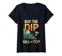 Womens Buy The Dip Sell The Top Crypto Bitcoin V-Neck T-Shirt