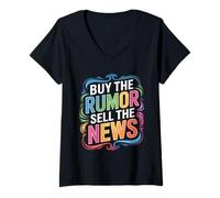 Womens Buy The Rumor Sell The News Crypto Trading Strategy V-Neck T-Shirt