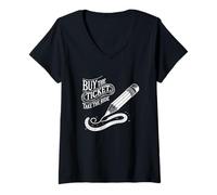 Womens Buy The Ticket, Take The Ride - Writer's Artist Poet Pencil V-Neck T-Shirt