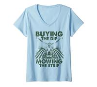 Women's Buying The Dip Mowing The Strip Lawn Mowing Trading V-Neck T-Shirt