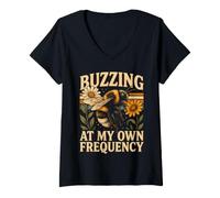 Women's Buzzing At My Own Frequency Bee Nature V-Neck T-Shirt