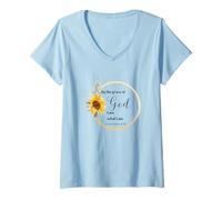 Womens by The Grace of God I am What I am. Inspirational Verse V-Neck T-Shirt