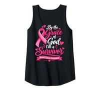 Women's By The Grace of God I'm A Survivor Breast Cancer Awareness Tank Top