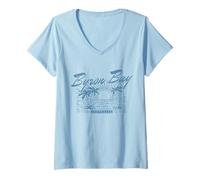 Women's Byron Bay Australia Distressed Palm Tree Surf V-Neck T-Shirt
