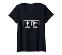 Women's Cabin Crew Your Son My Son Dad Mom Funny Flight Attendant V-Neck T-Shirt