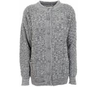 Women's Cable Knit Buttoned Cardigan - Long Sleeve Crew Neck Aran Style Cozy Winter Sweater with Pockets | Classic Knitwear for Women (UK, Numeric, 16, 18, Regular, Regular, Marl Grey)