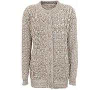Women's Cable Knit Buttoned Cardigan - Long Sleeve Crew Neck Aran Style Cozy Winter Sweater with Pockets | Classic Knitwear for Women (UK, Numeric, 16, 18, Regular, Regular, Marl Stone)