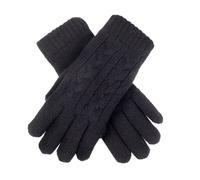 Women's Cable Knit Gloves - BLACK / ONE