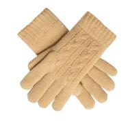 Women's Cable Knit Gloves - CAMEL / ONE