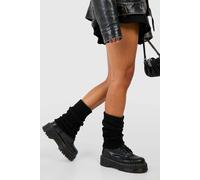 Womens Cable Knit Leg Warmers - Black - One Size, Black