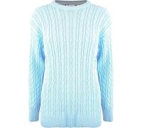 Women's Cable Knit Long Sleeve Jumpers Ladies Jumper Sweater Top UK Plus Size Aqua 16/18