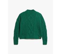 Superdry Aran Cable Sweater Green S Woman