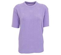 Womens Cable Knit Short Sleeves Jumpers Ladies Classic Knitwear Half Sleeves Sweater Pullover T Shirt Blouse Top Size 10 12 14 16 18 (10-12, Lavender)