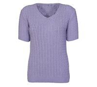 Womens Cable Knit Short Sleeves V Neck Jumpers Ladies Classic Knitwear Half Sleeves Sweater Pullover T Shirt Blouse Top Size 10 12 14 16 18 (16-18, Lavender)
