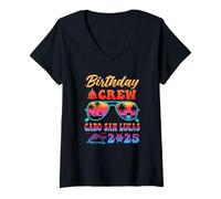 Womens Cabo San Lucas Birthday Crew Vacation Cruise 2025 Summer V-Neck T-Shirt