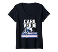 Women's Cabo Verde Atlantic Ocean Wave Island Heritage V-Neck T-Shirt