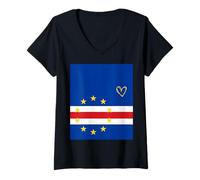 Womens Cabo Verde Flag Cape Verdean Proud Heritage National Day V-Neck T-Shirt