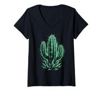 Women's Cactus Desert Plant Southwestern Botanical V-Neck T-Shirt