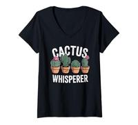 Women's Cactus Whisperer Succulent Plant Lover Gardening V-Neck T-Shirt