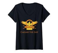 Womens Caesar The Day Pun Wordplay Ancient Rome Shirt Seize The Day V-Neck T-Shirt