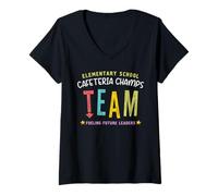 Womens Cafeteria Champs Funny Lunch Lady Appreciation Gifts V-Neck T-Shirt