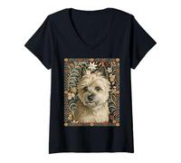 Women's Cairn Terrier with Cute and Curious Expression V-Neck T-Shirt