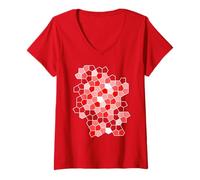 Womens Cairo Pentagonal Tiles in Red and White Shapes Mania V-Neck T-Shirt