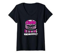 Women's Cake Decorating is My Passion Baking Vibes for Bakers V-Neck T-Shirt