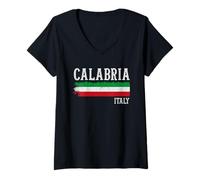 Womens Calabria Italy Italian Flag V-Neck T-Shirt