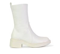 Womens Calf High Boots Ladies Winter Biker Low Heel Casual Riding Western Booties Size 3-8 White Synthetic Leather