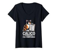 Womens Calico Demands Full Compliance Treat Schedule V-Neck T-Shirt